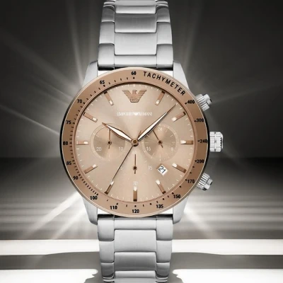 Afbeelding van Arturo Fashion Emporio Armani Bronze and Silver Steel Chronograph Watch Maat Default Title