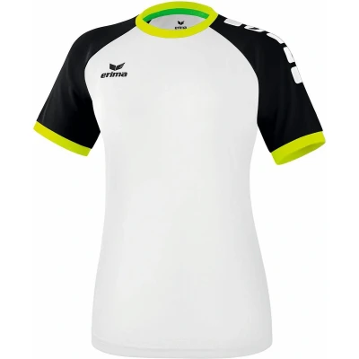 Afbeelding van Erima Zenari 3.0 SS Shirt Dames Sportshirt Maat S Vrouwen wit/zwart/geel