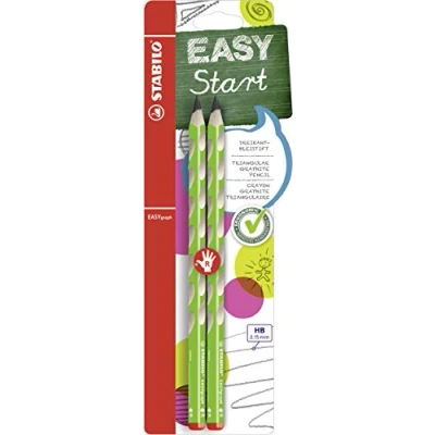 Afbeelding van Ergonomisch driekantig grafietpotlood voor rechtshandigen STABILO EASYgraph in groen 2 stuks hardheid HB