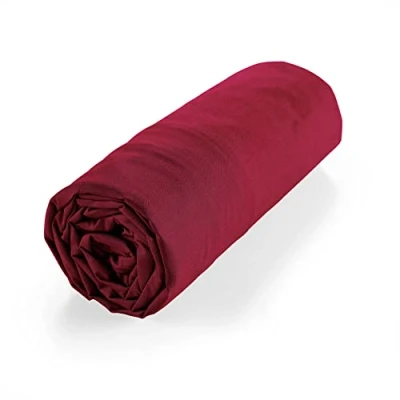 Afbeelding van douceur d&#039;intérieur, Hoeslaken (90 x 190 cm) Biolina Bordeaux, 100% biologisch katoen