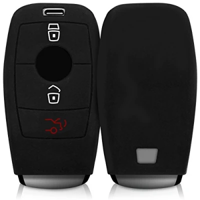 Afbeelding van kwmobile autosleutel hoesje geschikt voor Mercedes Benz Smart Key (alleen Keyless) hoes TPU behuizing Beschermende auto sleutel case Sleuteletui in zwart