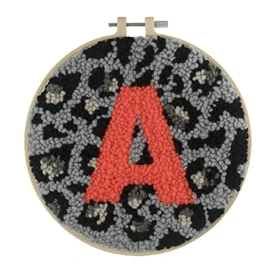 Afbeelding van Trimits Punch naald hoepel kit, stof, monogram dierenprint, 20,3 cm (8 inch)