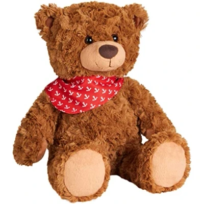 Afbeelding van BRUBAKER teddy pluche beer met anker bandana rood 42 cm Vintage Teddybeer Knuffel extra zachte vacht Zacht speelgoed bruin
