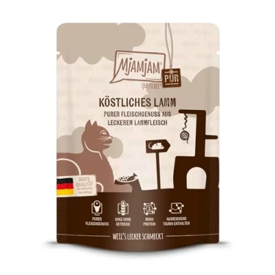 Afbeelding van MjAMjAM Cat Puur Vlees Pleasure Pouch 6x300g Lam