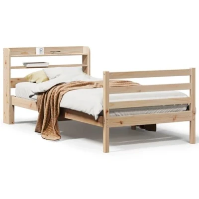Image de vidaXL Cadre de lit avec tête 75x190 cm bois pin massif