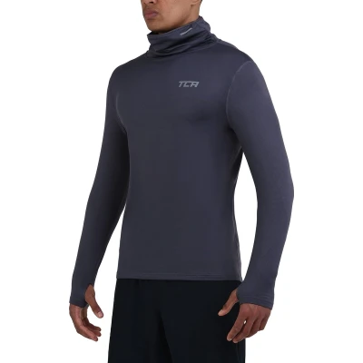Afbeelding van TCA Mannen Warm Up Hoge Kraag Thermische Hardloop Top Donkergrijs, L
