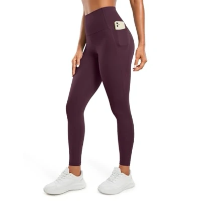 Afbeelding van CRZ yoga Butterluxe Sportlegging voor dames, 63,5 cm/71,1 cm, trainingslegging met hoge taille, zakken, boterzachte legging, Donker Paars