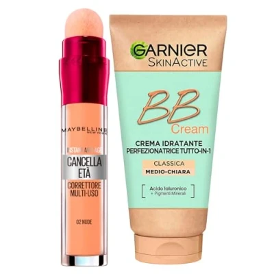 Afbeelding van Garnier Skinactive BB Cream Hydraterende Gezichtscrème, Perfectionator, All in 1, SPF25, medium lichte tint + concealer, vloeibaar, multifunctioneel, kleur 02 nude, met spons applicator