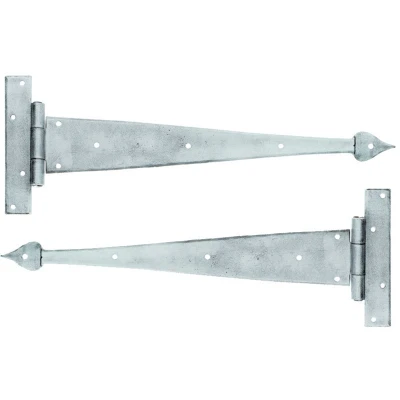 Afbeelding van Ludlow Foundries 2x Smeedijzeren scharnier spits 385mm tin effect