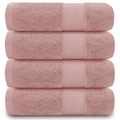 Afbeelding van GC GAVENO CAVAILIA Set van 4 badhanddoeken, 700 g/m², Egyptisch katoen, hotelkwaliteit, machinewasbaar, lichtroze, 50 x 85 cm