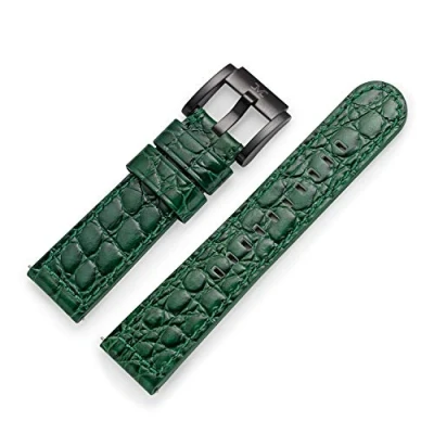 Afbeelding van TW Steel Marc Cobile horlogeband leer 22 mm zwart, donkergroen krokodil, riemen