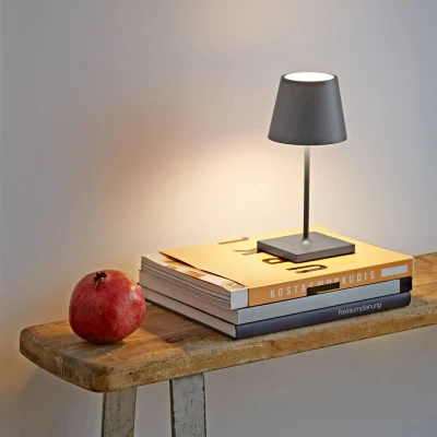 Afbeelding van Nuindie mini LED oplaadbare tafellamp, USB, grafiet, IP54, dimbaar