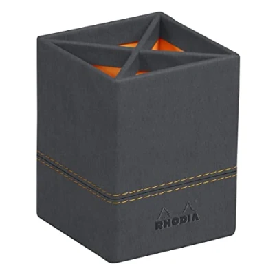 Afbeelding van RHODIA 194525C pennenkoker van titanium, 8 x 11 cm, oranje buiten kunstleer Home Office Rhodiarama organisatie voor kantoor en opslag design