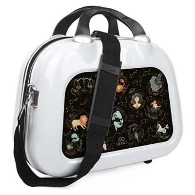 Afbeelding van SKPAT Koffer van handbagagekoffer 55 x 35 25 cm Cabin Luggage, Carry On Suitcase, Suitcase. Combinatie Hangslot 131450, Wit Dierenriem (Neceser 133645)