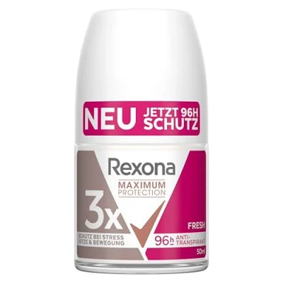 Afbeelding van Rexona Maximum Protection Roll On Fresh anti transpirant deodorant met 3 bescherming tegen stress, hitte en beweging, extreme bescherming, 96 uur, 50 ml