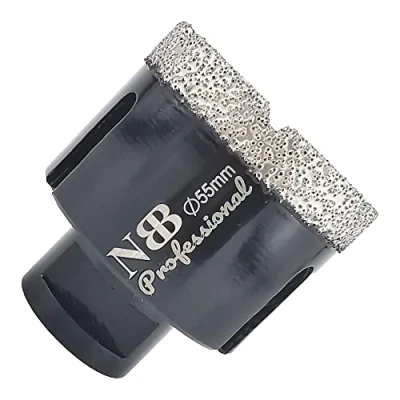 Afbeelding van NBB Vacuüm gesoldeerde diamantgatzaag met M14, voor droog of nat boren professioneel op hard porselein, keramiek, tegels, graniet, marmer, snel, duurzaam, haakse slijper (55 mm)