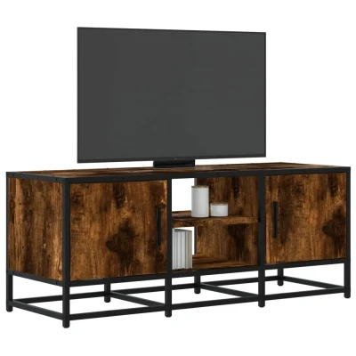 Afbeelding van Tv meubel 100x35x41 cm bewerkt hout metaal gerookt eikenkleurig