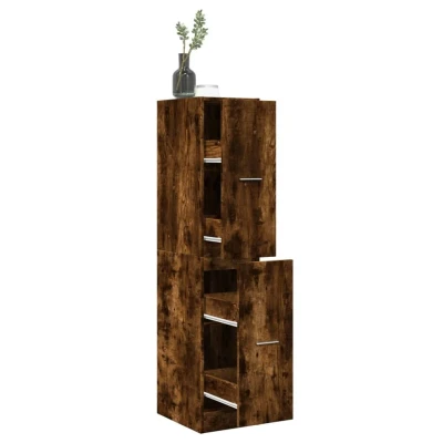 Afbeelding van Apothekerskast 30x41x144,5 cm bewerkt hout gerookt eikenkleurig