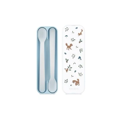 Image de Mepal Cuillère pour bébé Mio Little Dutch d&#039;alimentation nourrisson à long manche diversification alimentaire Ustensiles Set de 2 Forest Friends