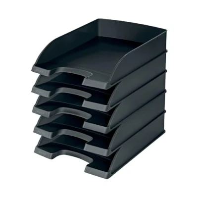 Afbeelding van Leitz, Brievenbakje Plus, polystyreen, 100% recyclebaar, A4, 600 vellen, zwart, 5 stuks, 52270095