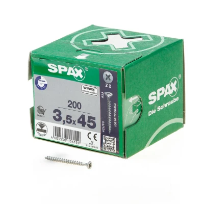 Afbeelding van Spax spaanplaatschroeven platverzonken kop verzinkt pozidriv 3.5x45mm (per 200 stuks)