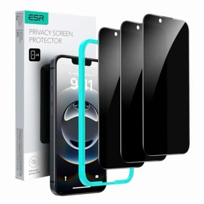 Afbeelding van ESR 3 stuks privacybescherming van gehard glas voor iPhone 14/iPhone 13/iPhone 13 Pro, micro gebogen randen, compatibel met hoesjes