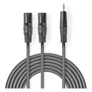 Afbeelding van 2x XLR (m) naar jack 3.5 mm kabel Nedis 1.5 meter (Stereo, Gebalanceerd, 100% koper)
