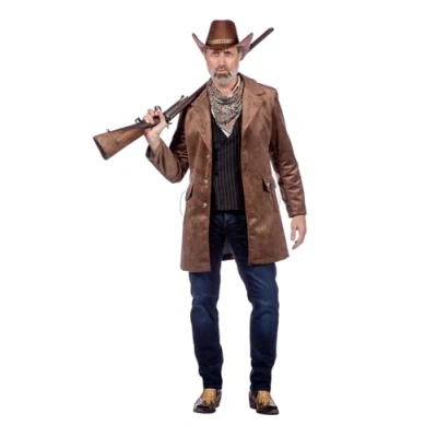 Afbeelding van Wilbers &amp; Cowboy Cowgirl Kostuum Meedogenloze Western Shooter Billy Bullet Jas Man Bruin Maat 48 Carnavalskleding Verkleedkleding