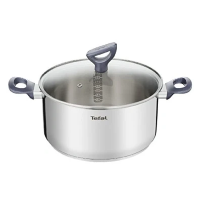 Afbeelding van Tefal Daily Cook braadpan van roestvrij staal, 20 cm, 3 liter, versterkte bodem, geschikt voor alle warmtebronnen, inclusief inductie, hoge geleiding en robuustheid, gerecyclede materialen