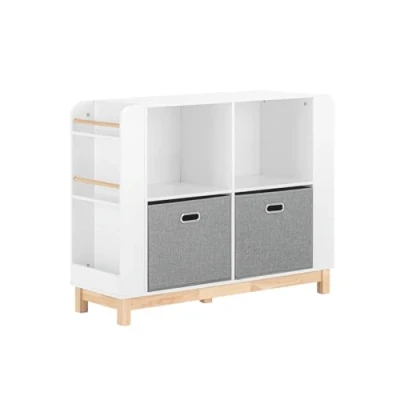 Afbeelding van SoBuy KMB85 W boekenrek voor kinderen, jongens, meisjes, kinderkamer en speelkamer, zijopslag, wit, 100 x 35 80 cm
