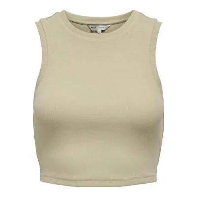 Afbeelding van ONLY Onlvilma S/L Cropped Tank Top Jrs Noos Basic tanktop slim fit mouwloos voor moeiteloze stijl dames (1 stuk), Taupe