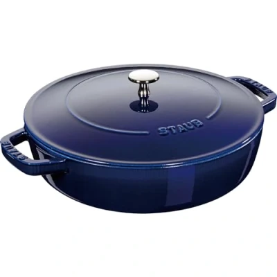 Afbeelding van Staub Bräter mit Chistera, Induktionsgeeignet, Gusseisen, Dunkelblau, 24 cm, 31.7 x 11.6 1 Einheiten
