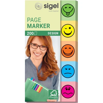 Afbeelding van Sigel indexeringsstrookjes 20x50mm Smile 5 motieven/kleuren papier index tabs SI HN502