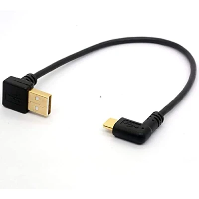 Afbeelding van USB 2.0 90º naar links/rechts schuine Type C mannelijke kabel vergulde verlengkabel gegevensoverdracht synchronisatiekabel (90 UP)