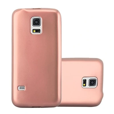 Afbeelding van Cadorabo Hoesje geschikt voor Samsung Galaxy S5 MINI / DUOS in METALLIC ROSE GOUD Beschermhoes gemaakt van flexibel TPU silicone Case Cover
