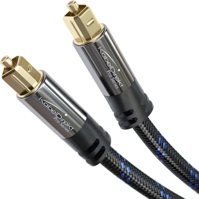 Afbeelding van KabelDirekt Optische audiokabel met 0% signaalverlies 0,5 m nylon gevlochten TOSLINK kabel (TOSLINK naar TOSLINK, S/PDIF, glasvezelkabel voor thuisbioscoop, versterkers, PS4/Xbox)
