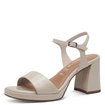 Afbeelding van Tamaris Sandalen met hoge hak, Dames, Maat: 41, Ivory patent Kunststof