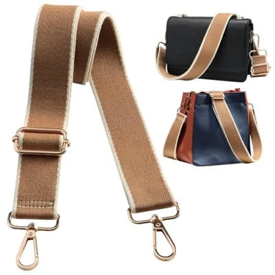 Afbeelding van Navaris Bruine tassenriem verstelbaar Gouden gespen Schouderband voor tas Bag strap 75 138 cm Vervangende riem streep