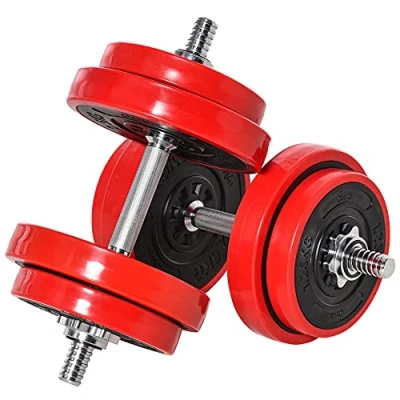 Afbeelding van HOMCOM Halterset verstelbaar 20 kg barbell &amp; dumbbell fitness oefening thuis A91 155