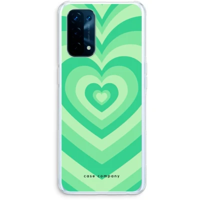 Afbeelding van Case Company® hoesje geschikt voor Oppo A74 5G Hart Groen Soft Cover Telefoonhoesje Bescherming aan alle Kanten en Schermrand