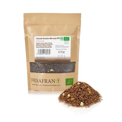 Image de FRISAFRAN Infusion rooibos Orange Bio en vrac 100g Expérience sensorielle Saveur unique Thé sans caféine Nutritif Hydratant Agriculture durable désintoxication théine