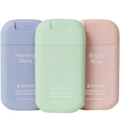 Image de HAAN Spray nettoyant hydratant pour les mains à l&#039;aloe vera (lot de 3), nettoie vos 1 pièce par parfum : Morning Glory, Purifying Verbena, Bright Rose