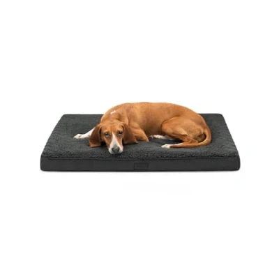 Afbeelding van lionto Orthopedisch hondenbed, 91 x 69 8 cm, robuust kussen van zacht pluche, wasbare hoes, antislip, waterdicht, voor kleine en grote honden katten, zwart
