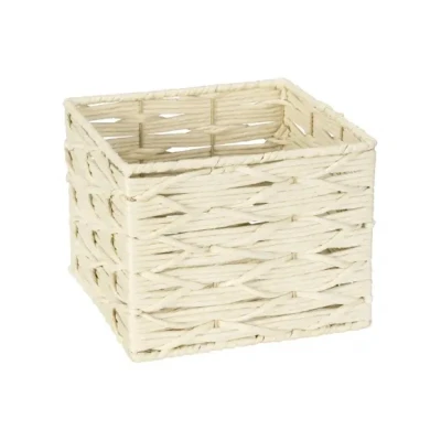 Afbeelding van Vabriano Badkamerbox, opbergmand van net, voor badkamer en kantoor, 24 x 18,5 cm, boho stijl, vierkant, beige