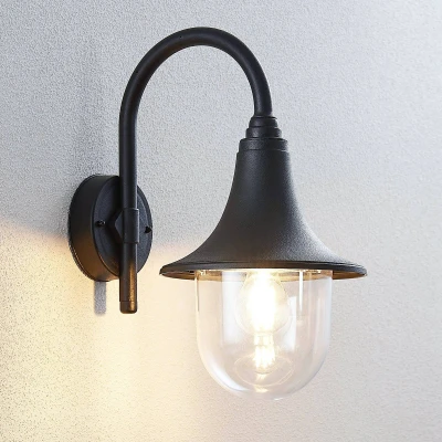Afbeelding van Lindby Wandlamp buiten 1licht kunststof H: 40.8 cm E27 zwart (RAL 9005)