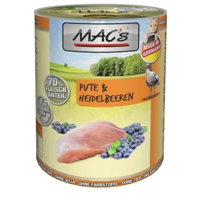 Afbeelding van MAC&#039;s CAT blik 6x400g kalkoen, rundvlees &amp; bosbessen