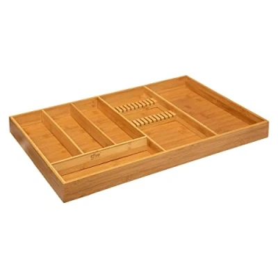 Afbeelding van Bestekbak/keuken organizer 6 vaks bamboe 38 x 58 cm
