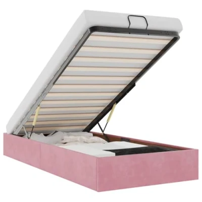 Afbeelding van vidaXL Bedframe zonder matras 100x200 cm fluweel roze