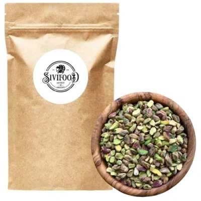 Afbeelding van SIVIFOOD pistachenoten gehalveerd in een voordeelverpakking van 1 kg natuurlijke premium veganistische knapperige pistachenoten, 1000 g