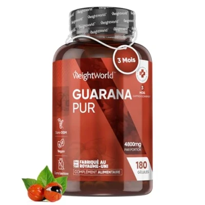 Afbeelding van Guarana capsules 4800 mg Rijk aan Cafeïne 180 vegan voor 3 maanden Alternatief andere Pillen met van WeightWorld